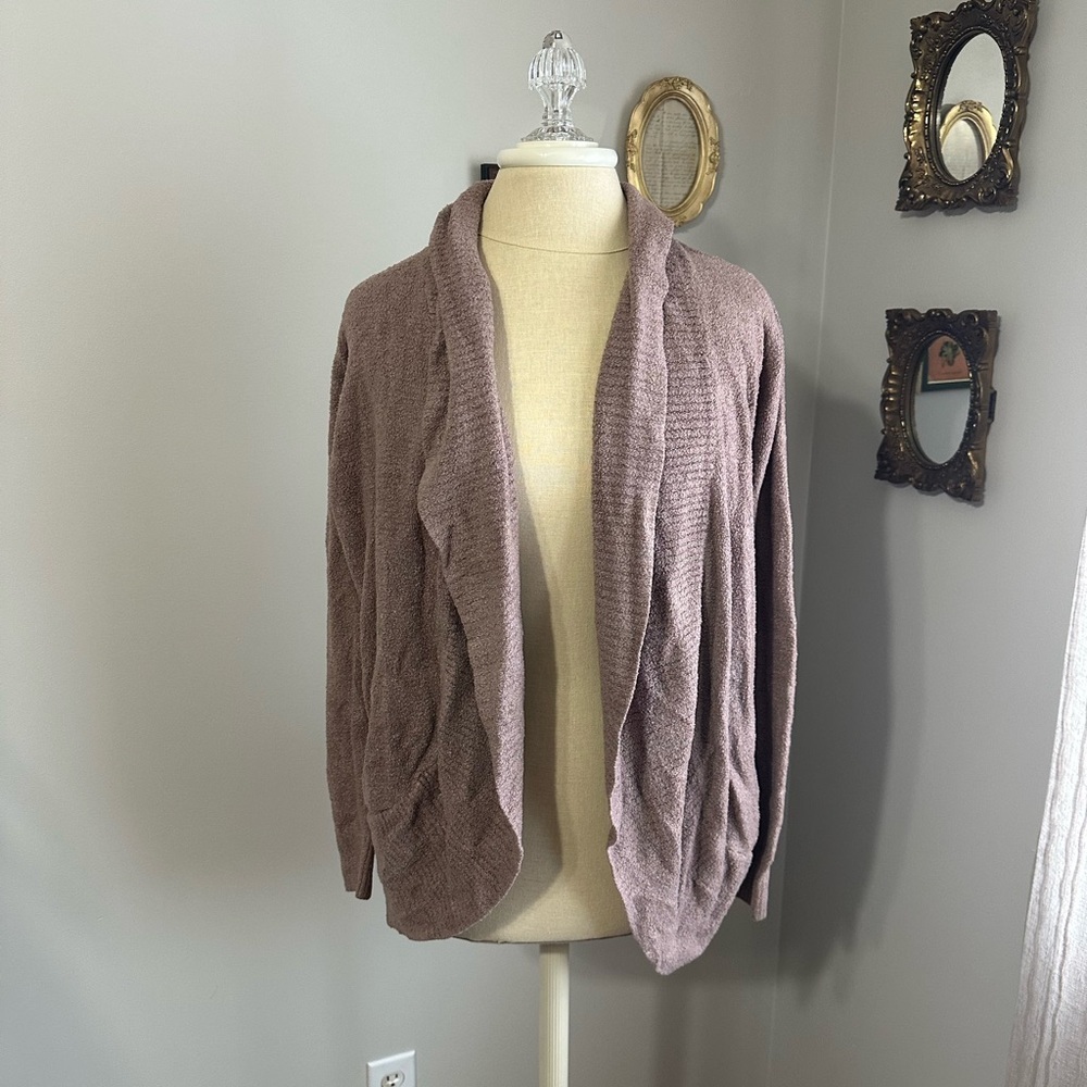 Barefoot Dreams CozyChic Lite Circle Mauve Open-Front Cardigan